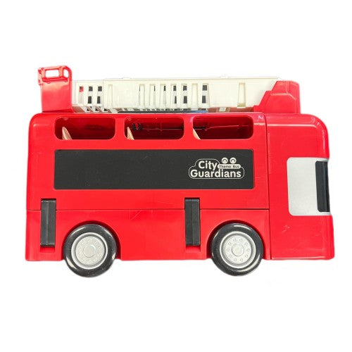 Fire Truck Theme Double-Decker Toy Bus – Interactive Vehicle Toy for Kids Ages 3+, with Removable Ladder & Steering Wheel, Red Fire Truck Theme Double-Decker Toy Bus – Interactive Vehicle Toy for Kids Ages 3+, with Removable Ladder & Steering Wheel, Red